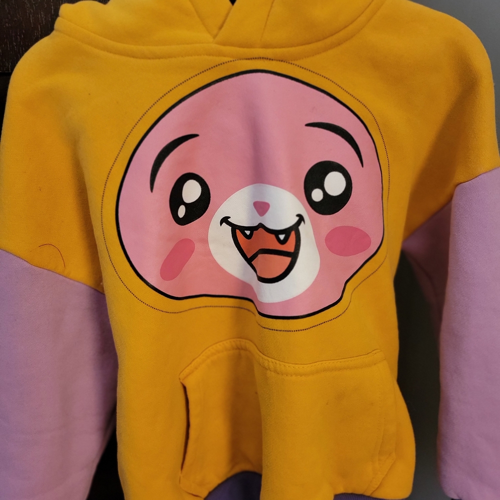 Vibrant Yellow and Pink Cartoon Hoodie